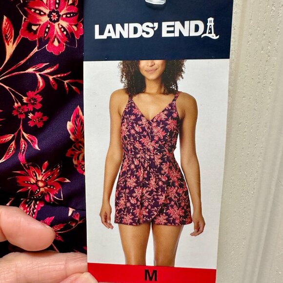New Lands' End One Piece Swimsuit Size M Feminine Tulip Wrap Swim Dress Tropical - Picture 6 of 16